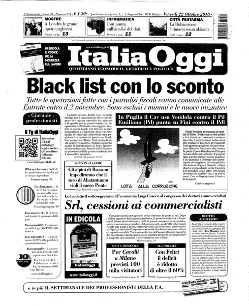 Italia oggi : quotidiano di economia finanza e politica